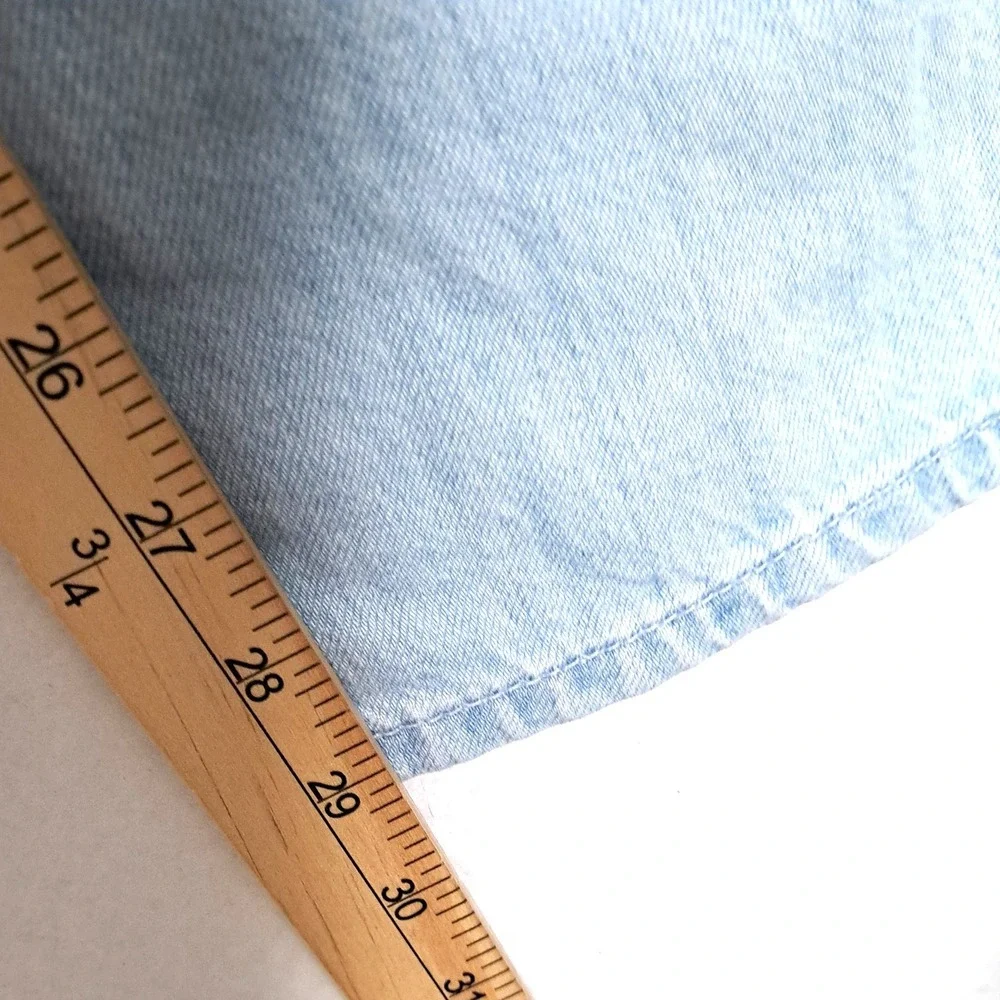 LOFT Paperbag Waist Jeans Women Blue Light Wash High Rise Button Fly Denim Pants